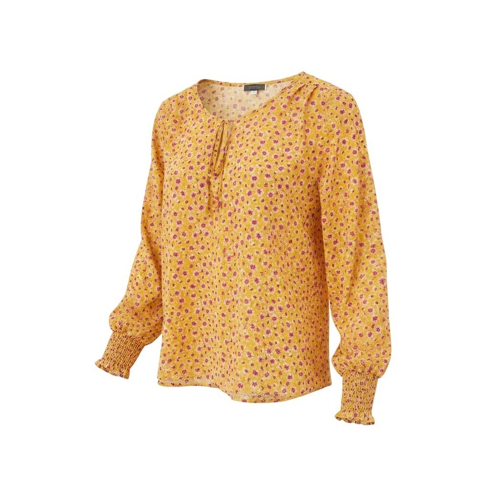 Cottagecore Boho Ditsy Floral Peasant Long Sleeve Blouse L Feminie Smocked Cuff